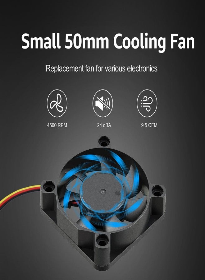 GDSTIME 50mm Fan 3 Pin, 12V 50x50x10mm Mini DC Brushless Cooling Fan Replacement for CPU Heatsink, Northbridge Cooler (2 Pack) - Image 2
